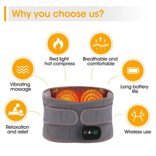 Heat Therapy Lumbar Brace Support Massager Waist Massager Back Belt - lattyboutique